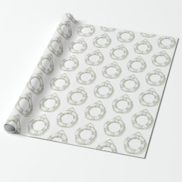 Papel De Regalo Dispositivo Flotante Redondo Blanco Menta Mar Océa