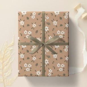 Papel De Regalo Ditsy Floral Cottagecore Boho Flor Silvestre Marró
