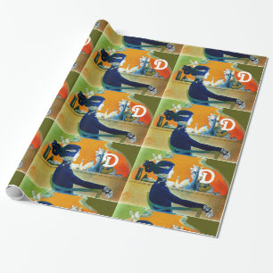 PAPEL DE REGALO DIVA EN AZUL, BELLEZA DE MODA MONOGRAMA