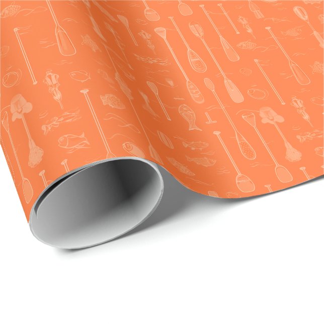 Papel de regalo Diver Down - Naranja sobre Naranja (Esquina del rollo)