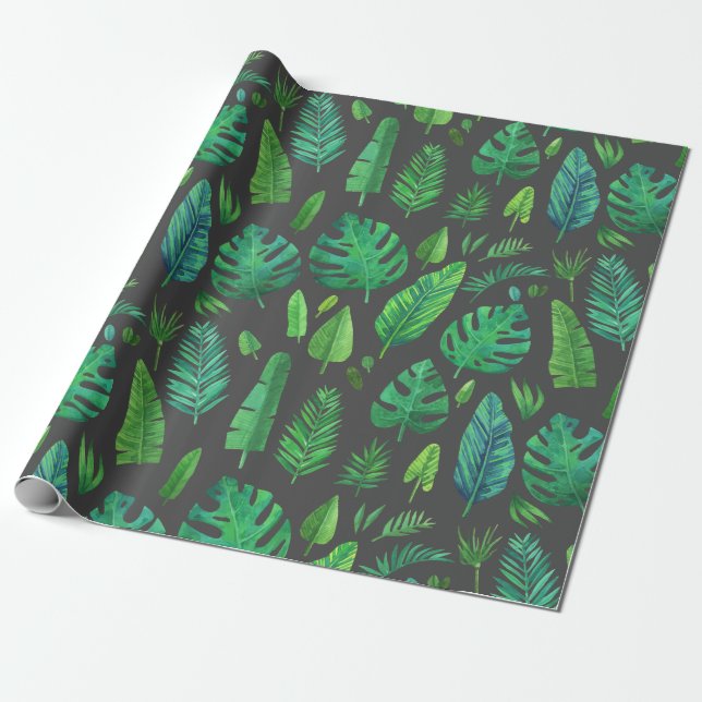Papel De Regalo Diversas hojas tropicales (Desenrollado)