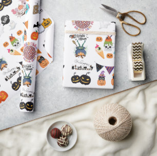 Papel De Regalo Diversión Asustada Y Fantasía Halloween