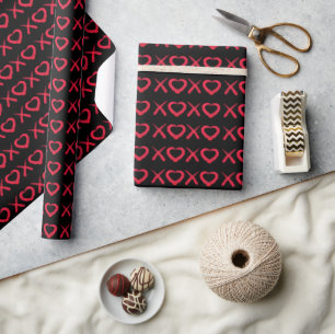 Papel De Regalo Diversión besos de amor XOXO con aspecto desgastad