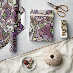 Papel De Regalo Diversión Cadera Violeta Púrpura Negro Mosaico Art