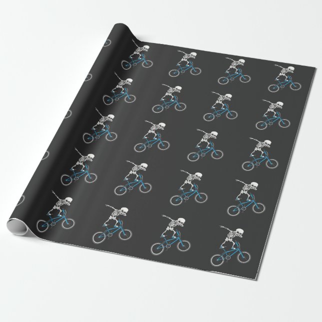 Papel De Regalo Diversión de BMX Bicycling Skeleton mtb (Desenrollado)