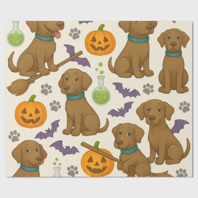 Papel De Regalo Diversión de Buppy Puppy Halloween (Superficie plana)