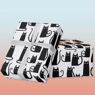 Papel De Regalo Diversión de gato negro