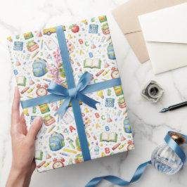 Papel De Regalo Diversión de Regreso a Clases – Patrón de Acuarela