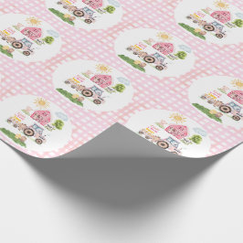 Papel De Regalo Diversión en el granero Cumpleaños rosa 2º cumplea
