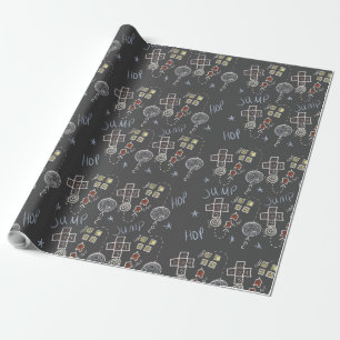 Papel De Regalo Diversión Hopscotch Educativo Tiza Patrón Gris Niñ