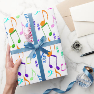 Papel De Regalo Diversión Música nota patrón ajuste fiesta