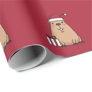 Papel De Regalo Diversión navideña de Santa Capybara
