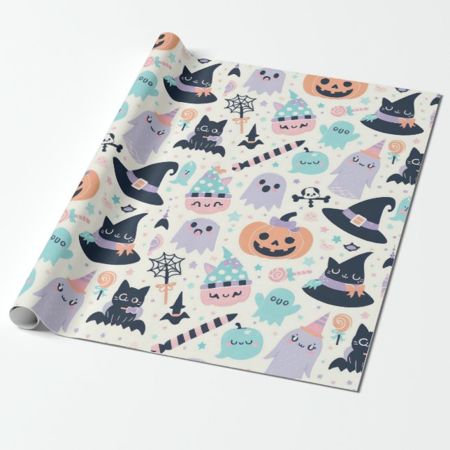 Papel De Regalo Diversión Patrón Pastel de Halloween (Desenrollado)
