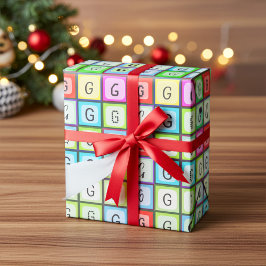 Papel De Regalo Diversión personalizada de monograma, niños colori