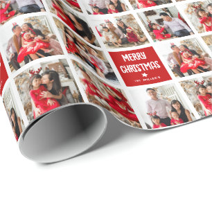Papel De Regalo Diversión Personalizado 8 x Cuadrícula de Fotos Fe