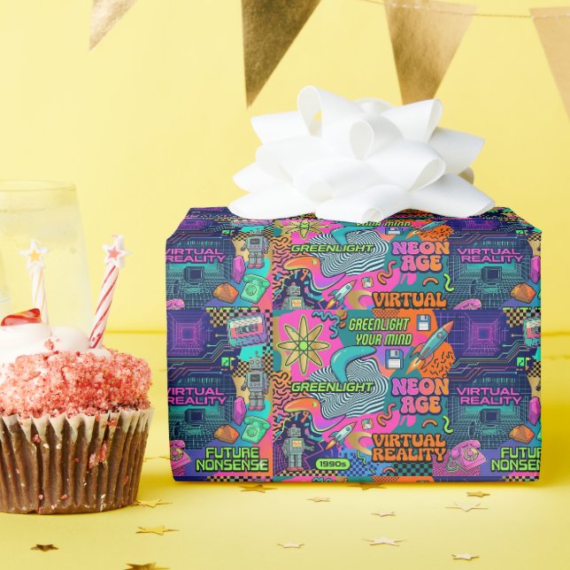 Papel De Regalo Diversión Retro (Fiesta de cumpleaños )