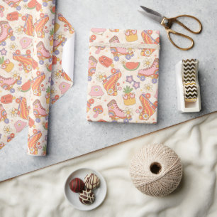 Papel De Regalo Diversión Retro Divertida de Patinaje sobre Ruedas