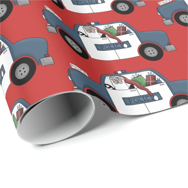 Papel De Regalo Diversión Santa que conduce el abrigo del fiesta (Esquina del rollo)