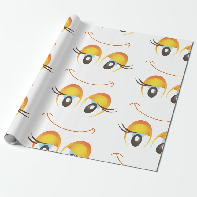 Papel De Regalo Diversión y cara simple con las pestañas (Desenrollado)