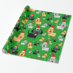 Papel De Regalo Diversión y perros de perrito lindos en los gorra