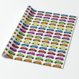 Papel De Regalo Diversos coches compactos con estilo retro en fila