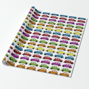 Papel De Regalo Diversos coches compactos con estilo retro en fila