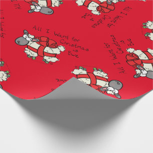 Papel De Regalo Divertida oveja linda de Navidad en dibujos animad