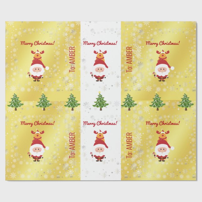 Papel De Regalo Divertidas y elegantes navidades personalizadas Ru (Superficie plana)
