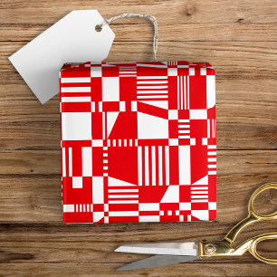 Papel de regalo divertido a cuadros moderno rojo y
