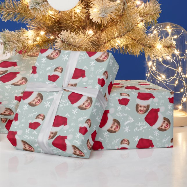 Papel De Regalo Divertido alegre gorra de Navidad ilustracion nomb (Vacaciones)