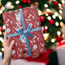 Papel De Regalo Divertido alegre ilustracion de Navidad foto hombr