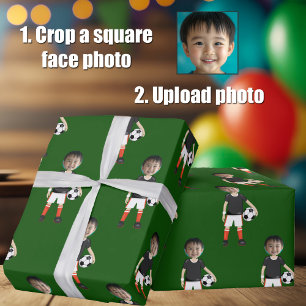 Papel De Regalo Divertido Añadir Cara De Niño Foto Jugador De Fútb