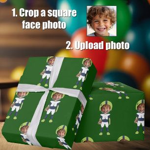 Papel De Regalo Divertido Añadir Cara Niños Foto Jugador Fútbol Ve