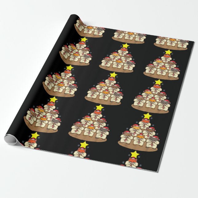 Papel De Regalo Divertido árbol de Navidad de Hamster (Desenrollado)