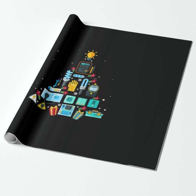 Papel De Regalo Divertido árbol navideño de electricidad (Desenrollado)