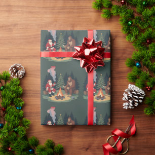 Papel De Regalo Divertido Bigfoot Navidad Santa Sasquatch Campamen