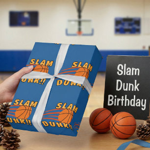 Papel De Regalo Divertido Blue Basketball Slam Dunk Kids Regalo de
