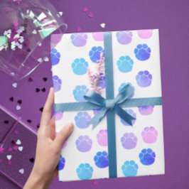 Papel De Regalo Divertido color de agua morado y rosa de las huell