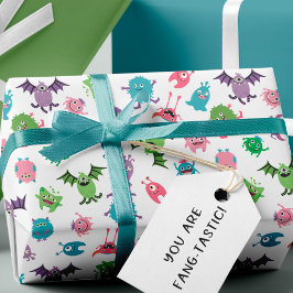 Papel De Regalo Divertido colorido Monster Mash Pattern Halloween