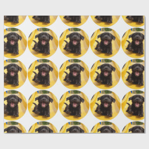 Papel de regalo divertido con cachorro feliz de La
