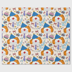 Papel de regalo divertido con payasos de fiesta