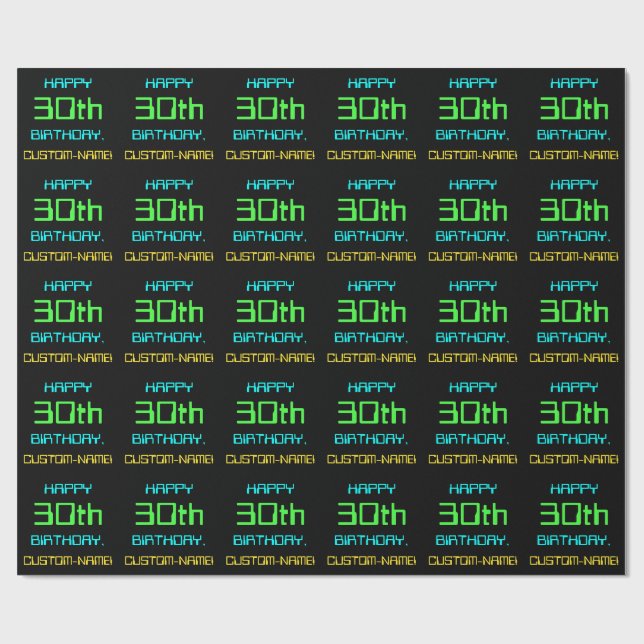 Papel De Regalo Divertido Cumpleaños número 30 con Tema de Computa (Superficie plana)