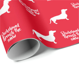 Papel De Regalo Divertido Dachshund a través de la nieve