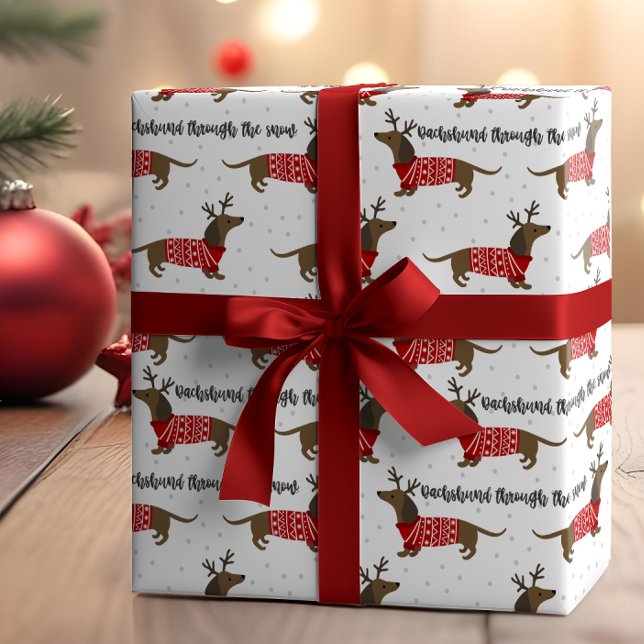 Papel De Regalo Divertido Dachshund A Través De Los Navidades De N (Subido por el creador)