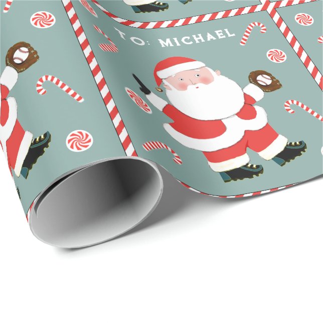Papel de regalo divertido de béisbol para las fies (Esquina del rollo)