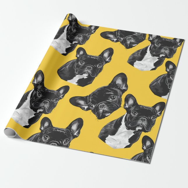 Papel de regalo divertido de Bulldog Francés (Desenrollado)