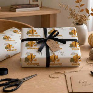Papel de regalo divertido de esqueleto de Hallowee
