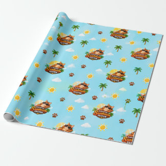 Papel de regalo divertido de gato de verano