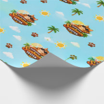 Papel de regalo divertido de gato de verano