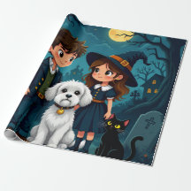 Papel de regalo divertido de Halloween con calabaz